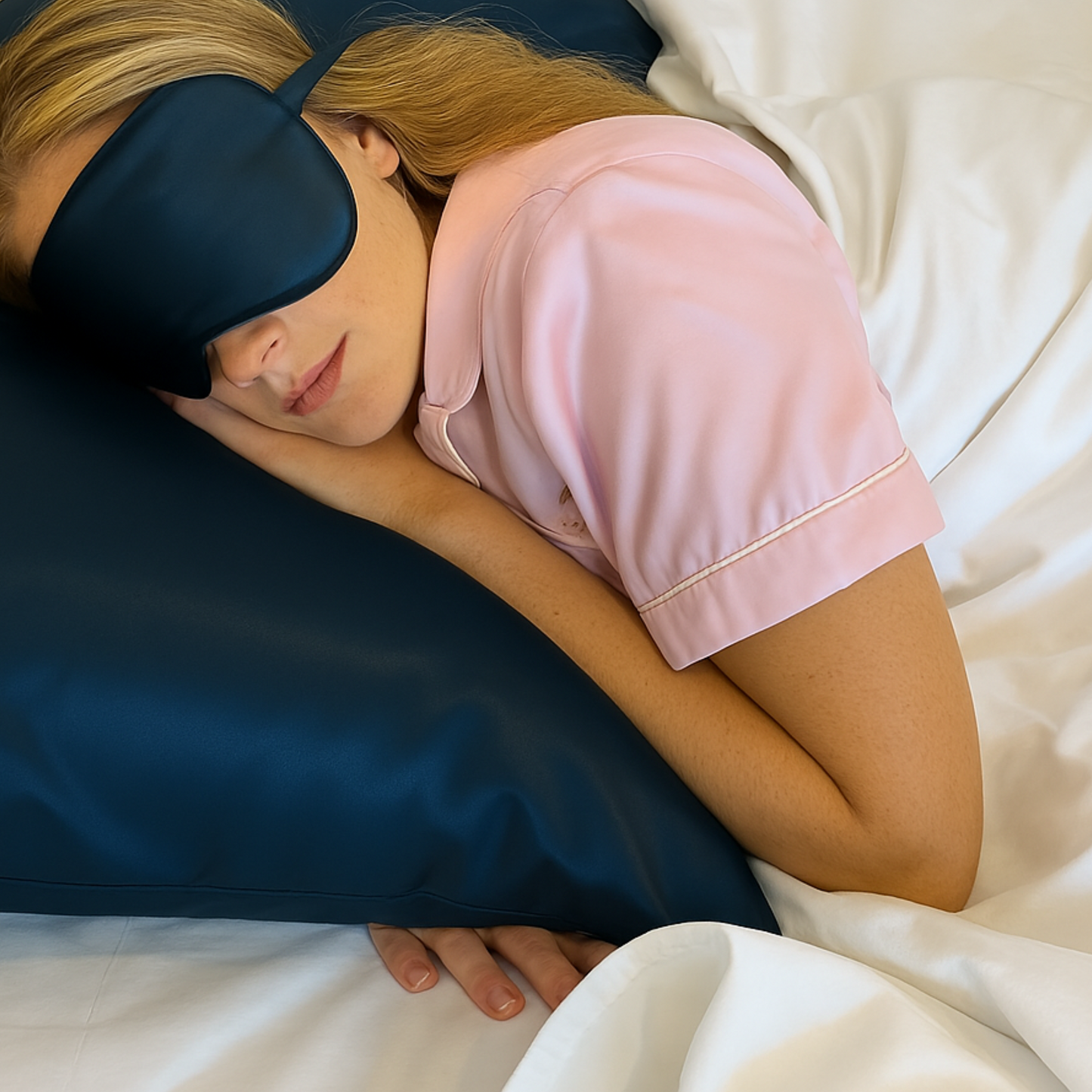 Navy Pure Silk Pillowcase