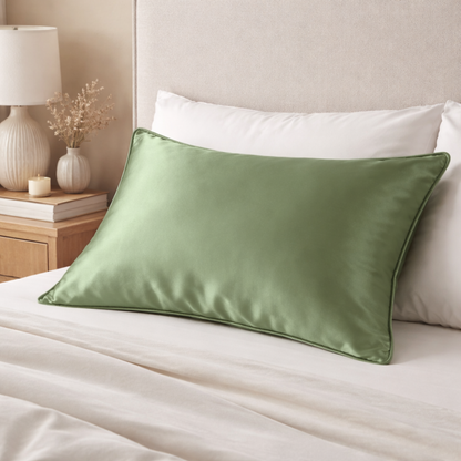 Olive Green Pure Silk Pillowcase