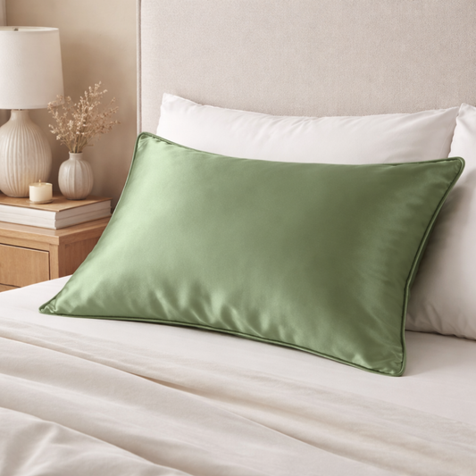 Olive Green Pure Silk Pillowcase