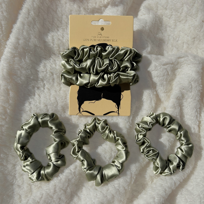 Trio Pure Silk Scrunchies (3x Medium)