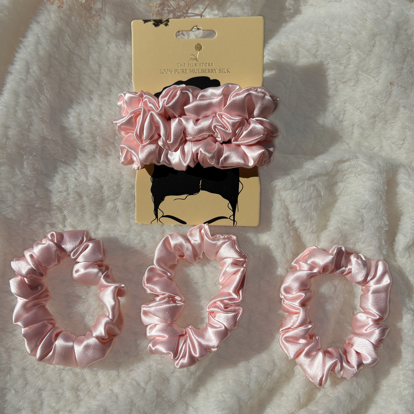 Trio Pure Silk Scrunchies (3x Medium)