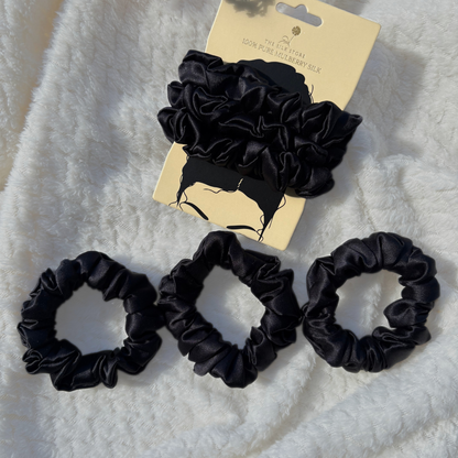 Trio Pure Silk Scrunchies (3x Medium)